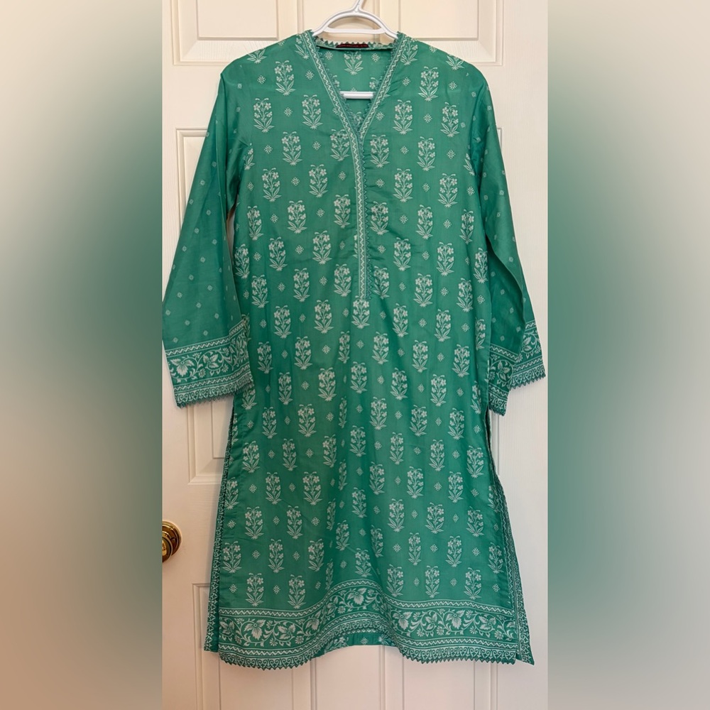 Bin Saeed printed cotton 3 piece kurta/kameez dupatta outfit size Small